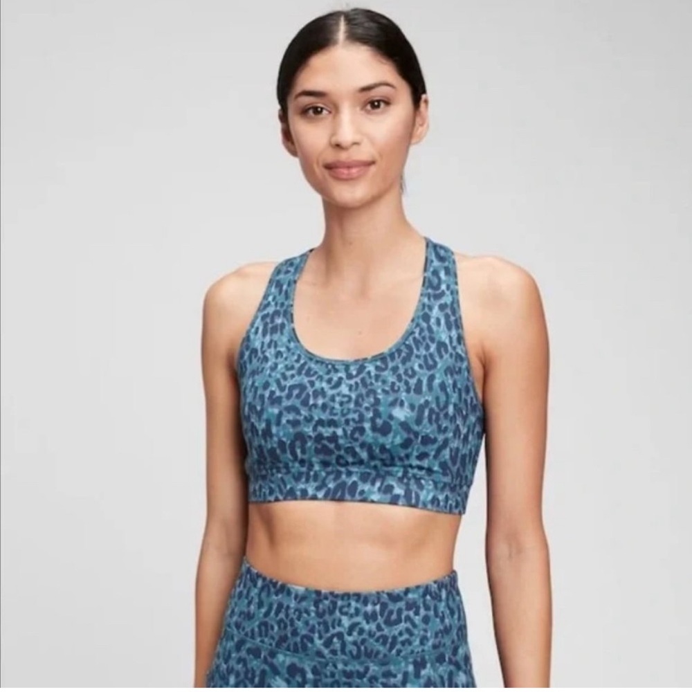 Women's Blue Leopard Print Sports Bra and Legging set